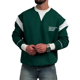 دورس مردانه پنبه سبز سه نخ طرح یقه هفت