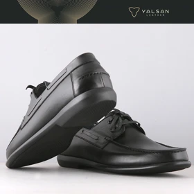 کفش کالج مردانه چرم یلسان مدل فیچر کد 551-GN (مشکی)