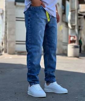 شلوار بوی فرند آبی مردانه با شست خاص و رنگ فوق‌العاده زیبا کیفیت استثنایی