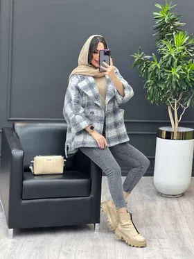 پالتو چهارخونه تک دکمه