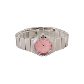 ساعت زنانه امگا کانسلیشن سیلور صفحه صورتی ایندکس نگین Omega-5412-L