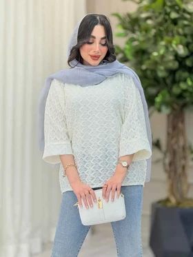 شومیز جلو بسته طرح لوزی