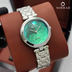 ساعت الگانس زنانه شیشه منشوری / ساده بند استیل رنگ سیلور صفحه (در چند رنگ مختلف)