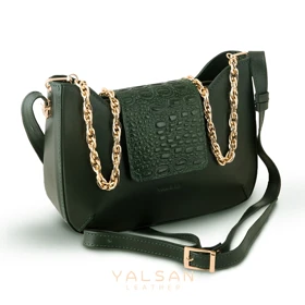 کیف دوشی و دستی زنانه چرم یلسان مدل راشا کد 104-GAN