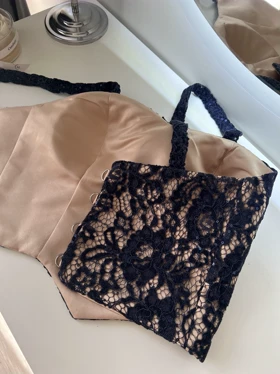 کراپ دانتل کرم سرمه ای