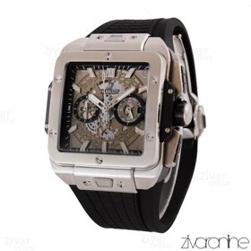 ساعت هابلوت مردانه مربعی سه موتوره قاب سیلور بند مشکی 104995