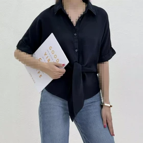 شومیز زنانه سیلک جلو گره‌ای