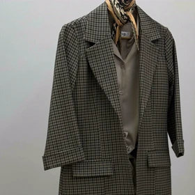 کت آستین پاکتی چهارخونه