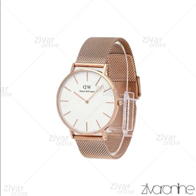 ساعت دنیل ولینگتون مردانه رزگلد بند حصیری صفحه سفید خطی 107042