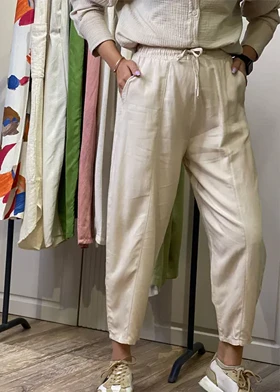 شلوار لینن مام استایل کرم