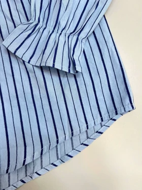 شومیز مانتویی کتان نخ راه راه کد 3447