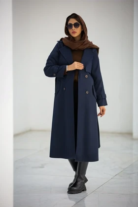 مانتو پرادا ژیله دار ماکسی (سرمه ای)