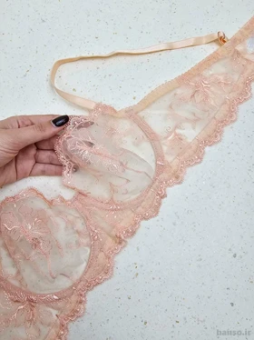 ست بند جوراب و شورت و سوتین توری ژینا Jina فنردار گلبهی