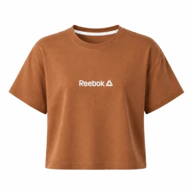 کراپ آستین کوتاه طرح Reebok (قهوه ای روشن)