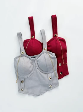 کراپ تاپ کبریتی کاپ‌دار زنجیر دار