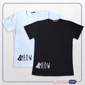 تیشرت طرح MEOW (رنگ مشکی و سفید)
