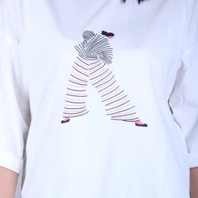 تیشرت زنانه لانگ چاپی