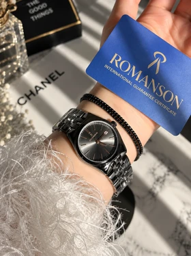 ساعت زنانه صفحه دودی تیره برند ROMANSON موتورژاپنی با کارت ضمانت 12ماهه تصویر دوم ارسال رایگان