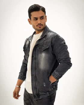 کت جین مردانه باکسی زیپ‌دار_کد4632