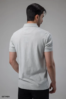 تیشرت یقه دار نیم زیپ ژاکارد اولد مانی