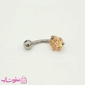 پیرسینگ ناف با نگین نارنجی روشن کد 891