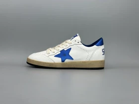 کتانی گلدن گوس بال استار چرم سفید آبی آبی/Golden Goose Ball star