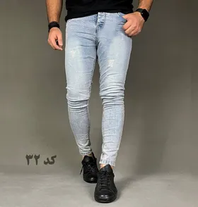 شلوار جین کشی آبی یخی چرک