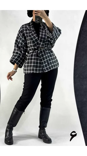 کت باکسی چهارخونه زنانه 66470