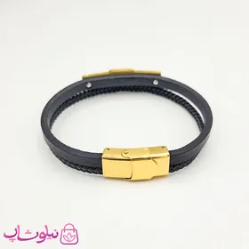 دستبند مردانه چرم و استیل مدل هرمس Hermes