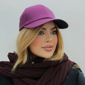 کلاه بیسبالی کتان بادمجانی