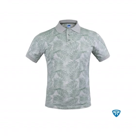پولوشرت ضدتعریق طرحدار ملانژ برگ سبز