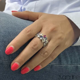 انگشتر جواهری نگین رنگی 30208
