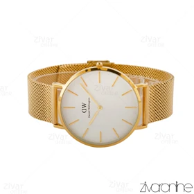 ساعت دنیل ولینگتون مردانه بند حصیری طلایی صفحه سفید 105294