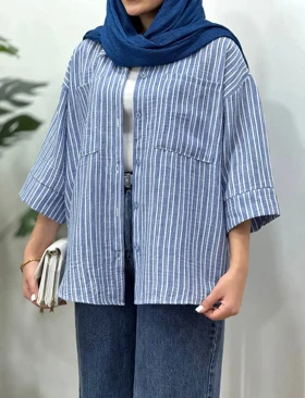 تونیک مانتویی لینن پنبه نیلو