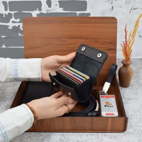 ست هدیه مردانه چرم طبیعی کیف پول و کمربند