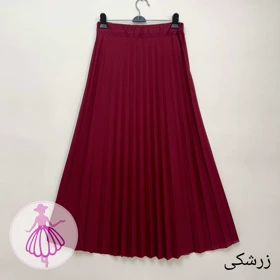 دامن پلیسه کرپ جودون بلند (زرشکی)