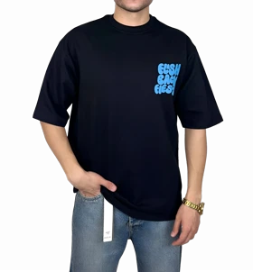 تیشرت آستین کوتاه مردانه مشکی با چاپ پفکی