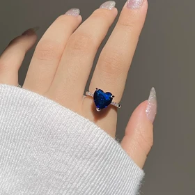 انگشتر قلب آبی (رینگ نازک)