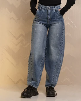 شلوار جین بالنی زنانه آبی روشن کد 8018