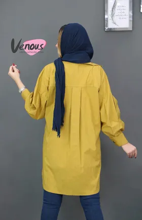 مانتو دوجیب آستین پفی