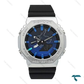 ساعت جی شاک GM2100 مردانه سیلور صفحه آبی مشکی G-Shock-7530-G