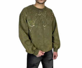 دورس مردانه سبز سنگ شور با چاپ گلدوزی برجسته