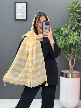 شال لینن طرح راه راه درشت