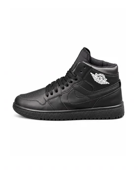 کفش کتانی مردانه مدل جردن وان ساق‌دار مشکی تمام Nike jordan1