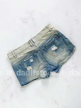 شورتک کوتاه جین زاپ‌دار سنگ شور