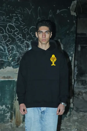 هودی مشکی اسپرت طرح آدمک و ستاره مینیمال - فواصل