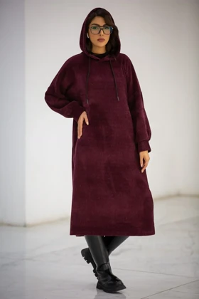 پالتو بیسکوییتی کلاهدار بلند (زرشکی)