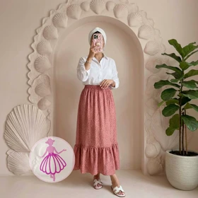 دامن کرپ پفکی بلند شکوفه ریز در رنگبندی متنوع(کد1362)