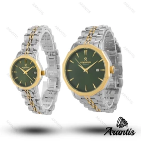 ساعت ست رومانسون طلایی سیلور صفحه سبز s-10065