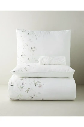 سرویس روتختی دو نفره English Home مدل Delicate Garden - پنبه پلی‌استر - یاسی-سبز